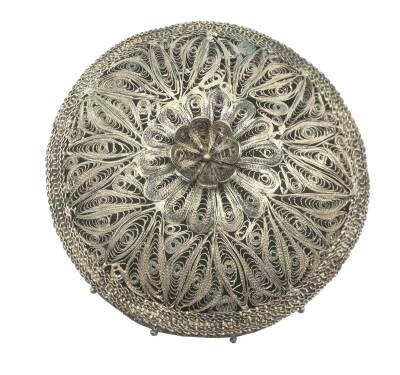 Gümüş Telkari İşlemeli Şekerlik – 216.98gr | Maşalı Nadir Koleksiyonluk Büyük Boy AOB870 - 2