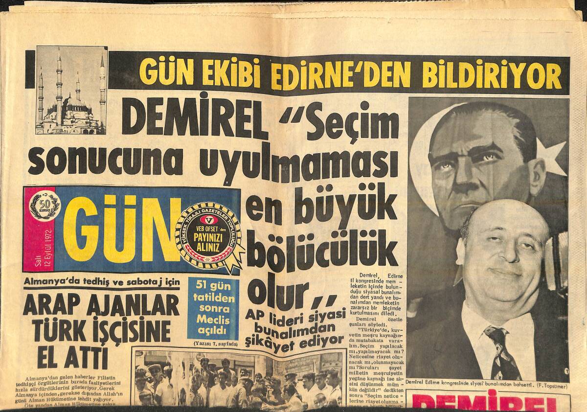 Gün Gazetesi 12 Eylül 1972 - Figen Han Yüze Yaklaşan Sütyenlerinden Bir Kısmı İle Baş Başa - Uğur Güçlü 10 Ay Hapse Mahkum Olmuştu GZ157097 - 1