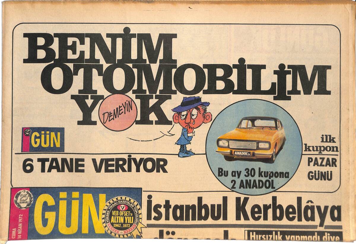 Gün Gazetesi 14 Nisan 1972 - İstanbul Kerbelaya Dönecek - Şark Odasındaki Güzel Kızları Zengin Müşteriler Soyuyordu GZ144891 - 1