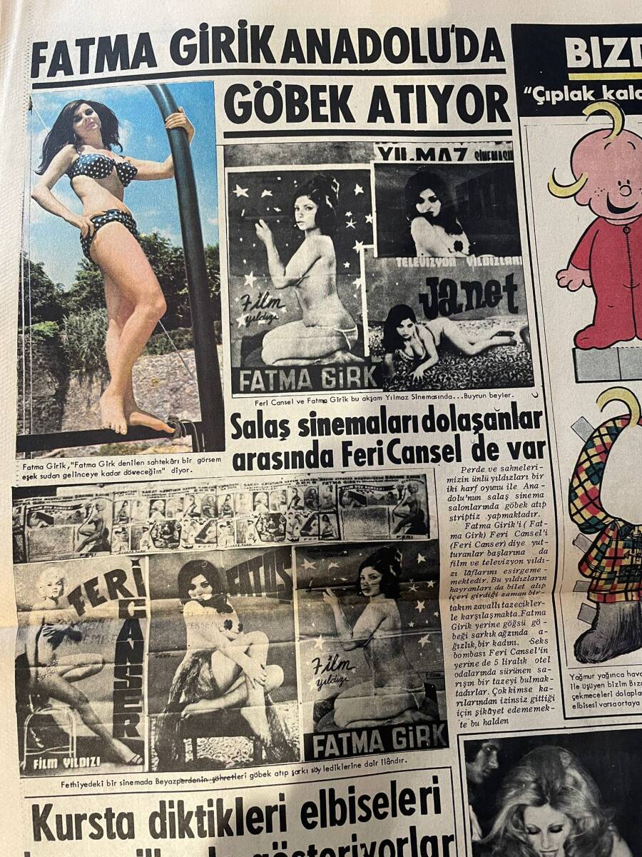 Gün Gazetesi 20 Nisan 1972 - Eski Erkek Yasemin Koca Arıyor - Fatma Girik Anadolu'da Göbek Atıyor GZ141815 - 2
