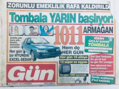 Gün Gazetesi 20 Temmuz 1994 - Zorunlu Emeklilik Rafa Kaldırıldı GZ41019 - 1