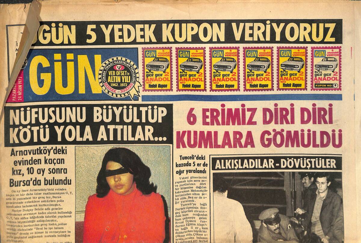 Gün Gazetesi 24 Nisan 1972 - İsmet İnönü'nün Bildirisi Geçersiz Sayıldı - Claudia Cardinale Bıyıklı Erkeklerden Nefret Ediyor! GZ144454 - 1