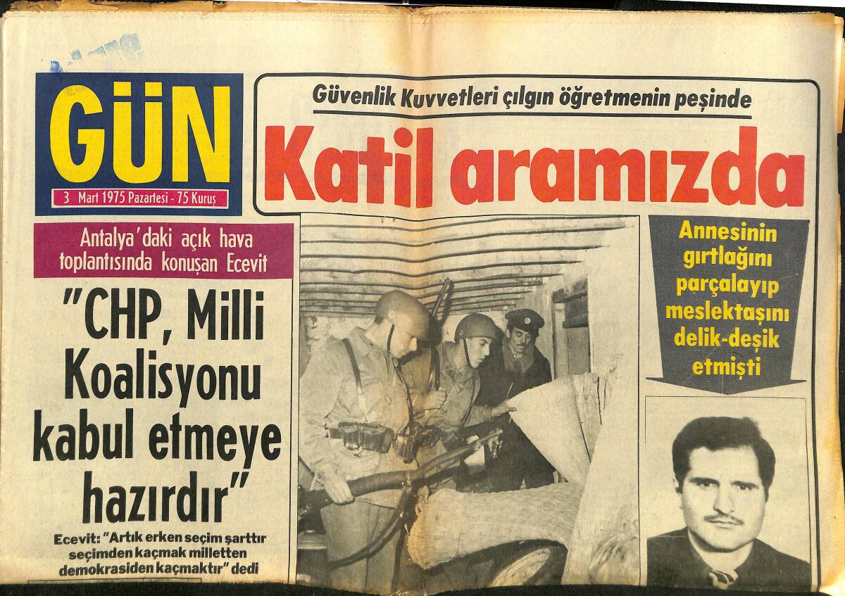 Gün Gazetesi 3 Mart 1975 - Ortadoğu'da Kral Faysal'dan Daha Zengin Silah Kaçakçıları Var - Joe Fraizer GZ148250 - 1