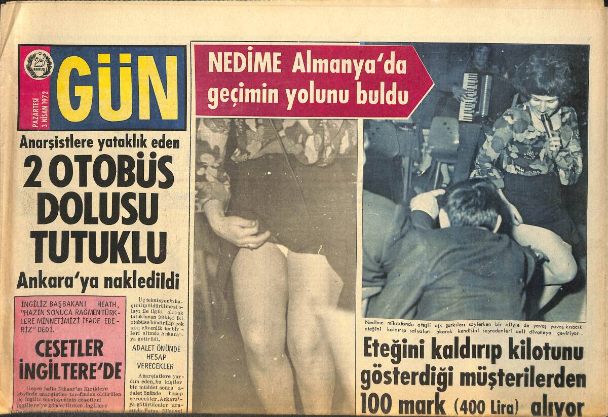 Gün Gazetesi 3 Nisan 1972 - Anadolu Filmcileri Perdenin Çıplakları İçin Rapor Verdi GZ141748 - 1