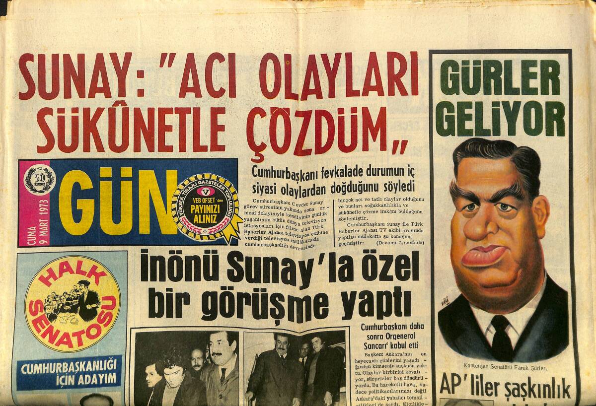 Gün Gazetesi 9 Mart 1973 - Yüksel Menderes'in Havagazı İle İntihar Ettiği Anlaşılmıştı - Bursa'da En Sportmen Okul Necatibey Kız Enstitüsü GZ148244 - 1