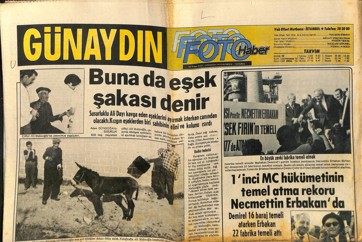 Günaydın Gazetesi 1 Ağustos 1977 - James Bond'un Yeni Rakibinin Etrafını Güzel Kızlar Sardı - Tom Jones Babası Ve Oğlu İle Tatil Yapıyor GZ152051 - 1