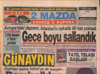 Günaydın Gazetesi 1 Haziran 1990 - İbrahim Tatlıses Mağarada Büyüdüm Villa Tuhaf Geliyor - Avrupadaki Deprem , İstanbulu Uykuda 80 Kez Yokladı GZ126832 - 1