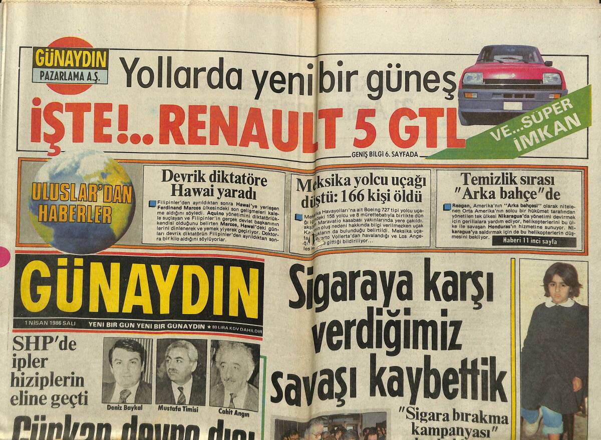 Günaydın Gazetesi 1 Nisan 1986 - Maradona'nın Gönlünde Almanya Yatıyor - Türkiye İş Bankası 31 Aralık 1985 Bilançosu GZ152070 - 1