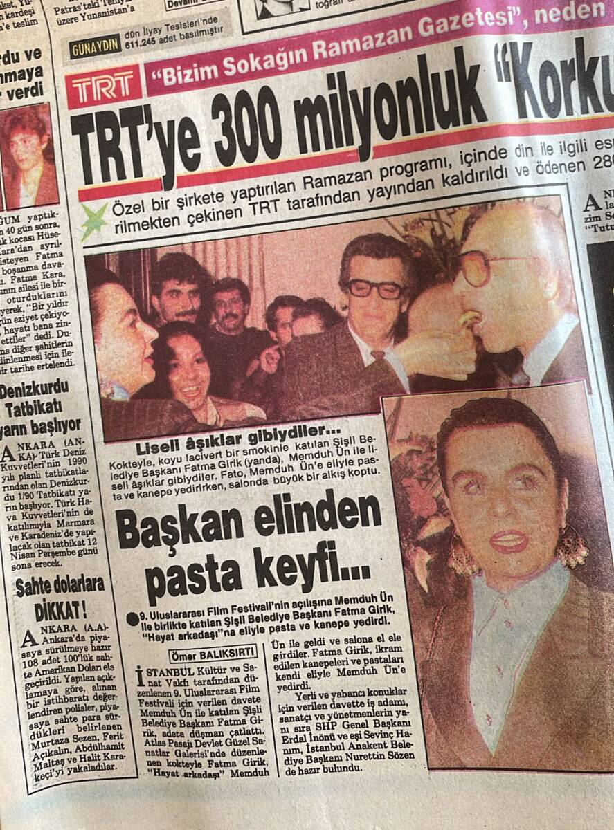 Günaydın Gazetesi 1 Nisan 1990 - Handan'ın İntikamı - İbo: Ben Babo Gurban Demem - Fatma Girik Hayat Arkadaşına Eliyle Pasta Yedirdi GZ152855 - 2