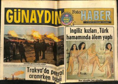 Günaydın Gazetesi 1 Şubat 1973 - İngiliz Kızları Türk Hamamında Alem Yaptılar GZ58105 - 1
