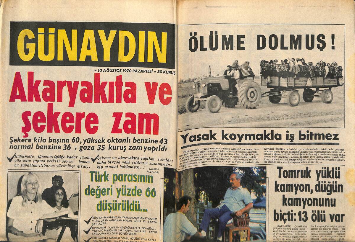 Günaydın Gazetesi 10 Ağustos 1970 - Sophia Loren Üvey Oğlu İle Beraber Aynı Filmde Oynuyor - 65 Yaşındaki Amerikalı Milyarder Pele'ye Çarpıldı GZ152091 - 1