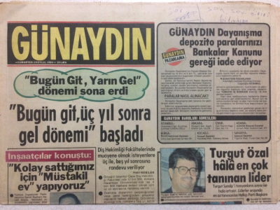 Günaydın Gazetesi 10 Eylül 1983 - Bugün Git ,Üç Yıl Sonra Gel Dönemi Başladı GZ27328 - 1