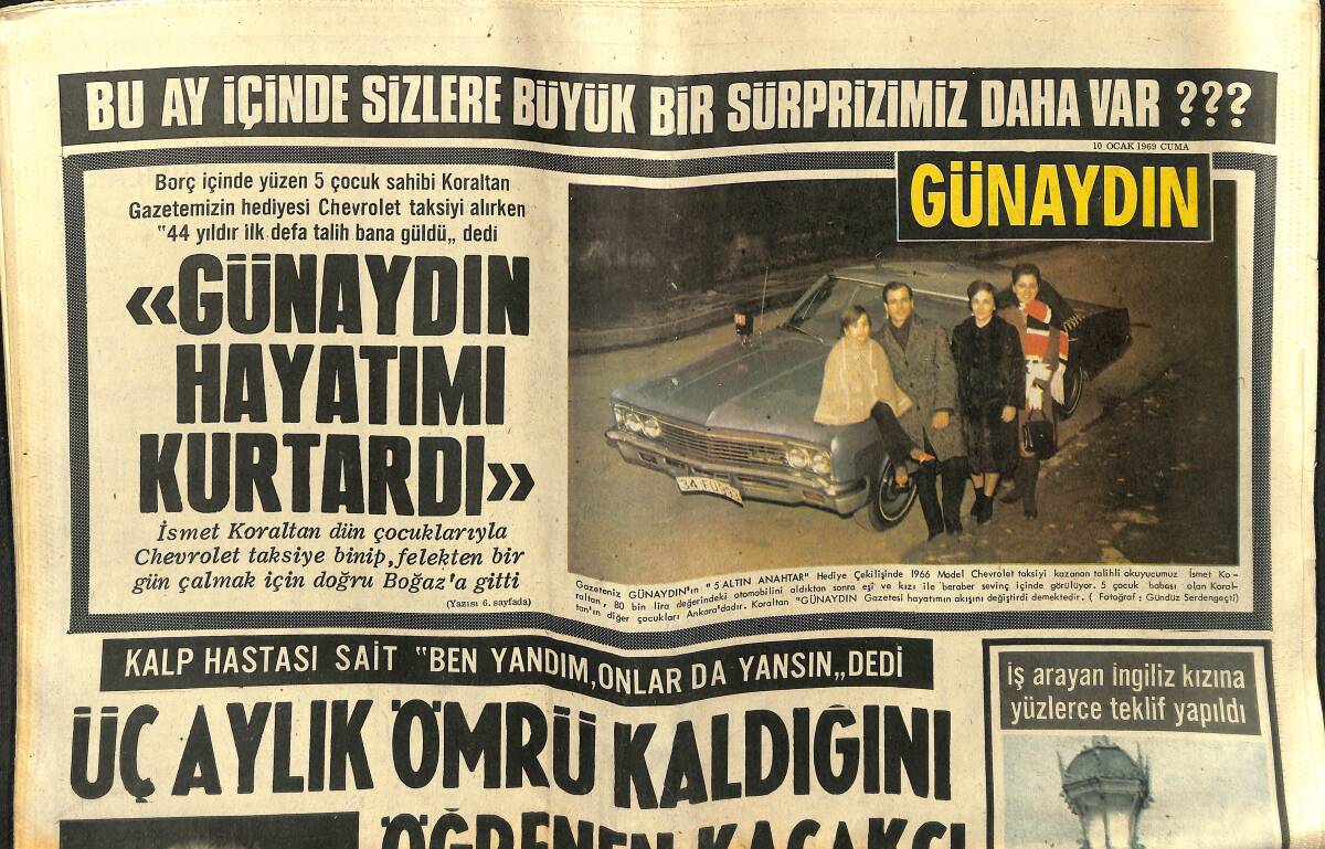 Günaydın Gazetesi 10 Ocak 1969 - Sophia Loren Ve Carlo Ponti, Çocuklarını Basın Mensuplarına Büyük Merasimle Gösterdiler - İstismar Edilen Sevgi Can GZ151233 - 1