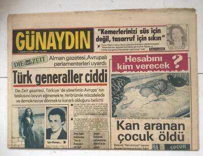 Günaydın Gazetesi 10 Ocak 1982 - Türk Generaller Ciddi GZ8646 - 1