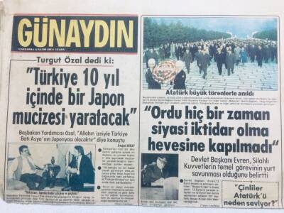 Günaydın Gazetesi 11 Kasım 1981 - Turgut Özal Dedi ki Türkiye 10 Yıl İçinde Bir Mucize Yaratacak GZ42135 - 1