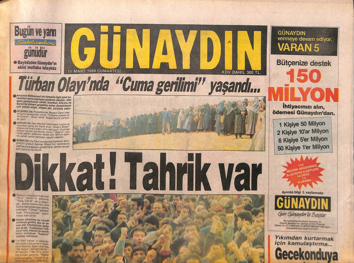 Günaydın Gazetesi 11 Mart 1989 - Nesrin Akkoç, Türkan Şoray'a Özendi - Ayın Rolü Rıdvan'dan GZ153640 - 1