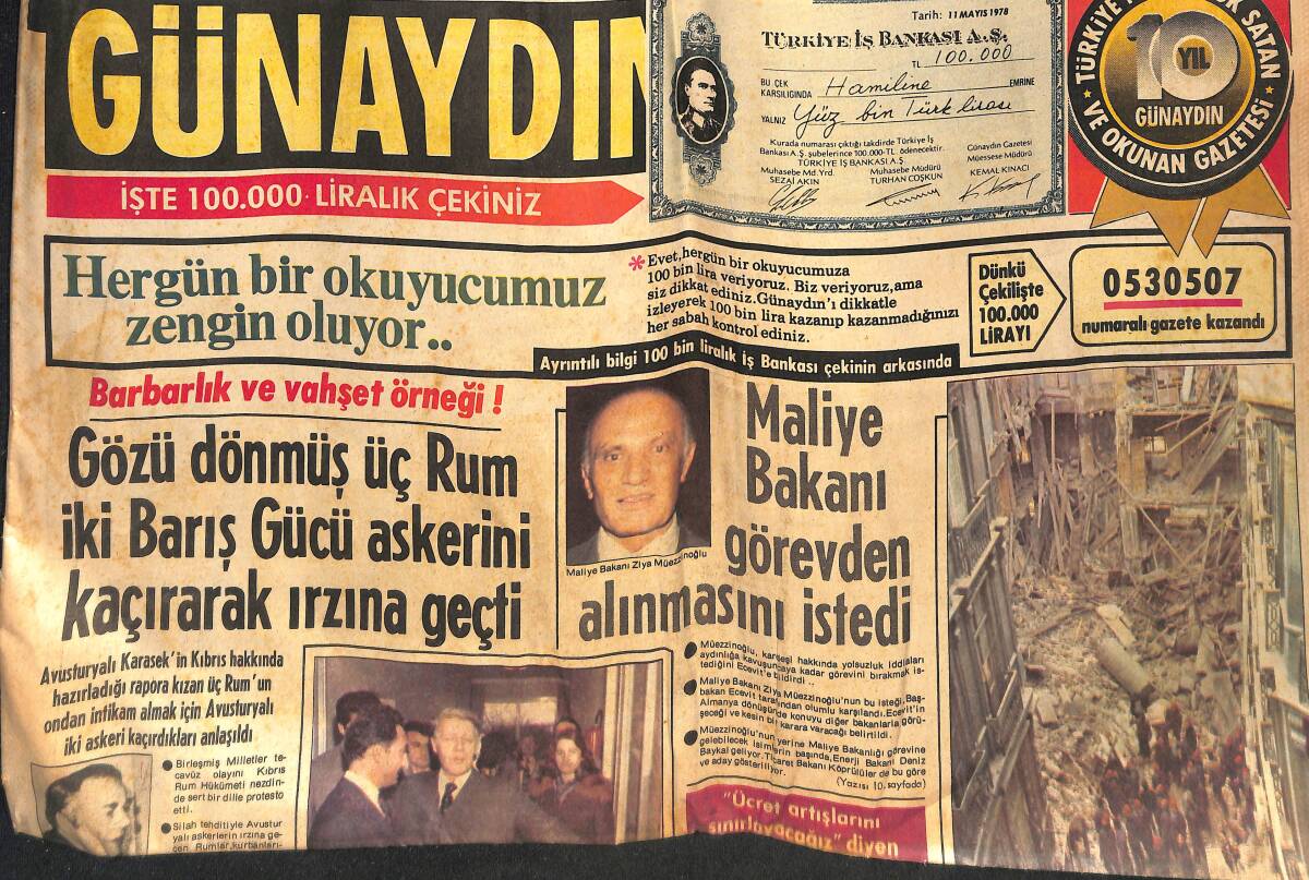 Günaydın Gazetesi 11 Mayıs 1978 - Maliye Bakanının Görevden Alınması İstendi - Ekranda Behiye Aksoy Var GZ133193 - 1