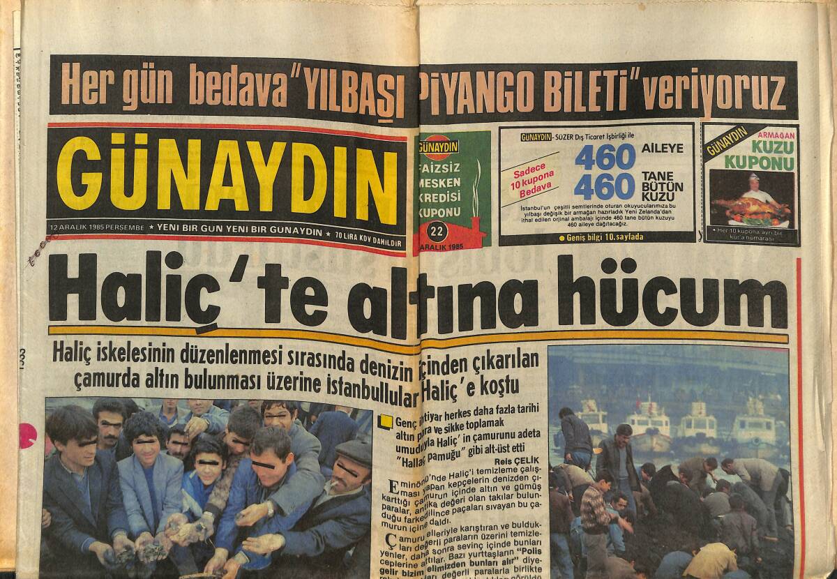 Günaydın Gazetesi 12 Aralık 1985 - Haliç'te Altına Hücum - Zeki Müren Babamdır Deyince GZ152072 - 1