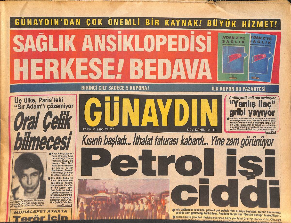 Günaydın Gazetesi 12 Ekim 1990 - Türkan Şoray'ın Gizli Dünyası - Hülya Avşar'a 30 Yaş Göründü ! GZ133148 - 1