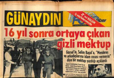 Günaydın Gazetesi 12 Haziran 1977 - Cemal Gürselin Salim Başola Adnan Menderesi Asmaması İçin Gönderdiği Mektup GZ55952 - 1