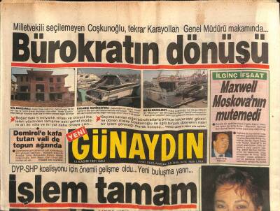 Günaydın Gazetesi 12 Kasım 1991 - Julie Canton , Köye Gelin Gidecek GZ83336 - 1