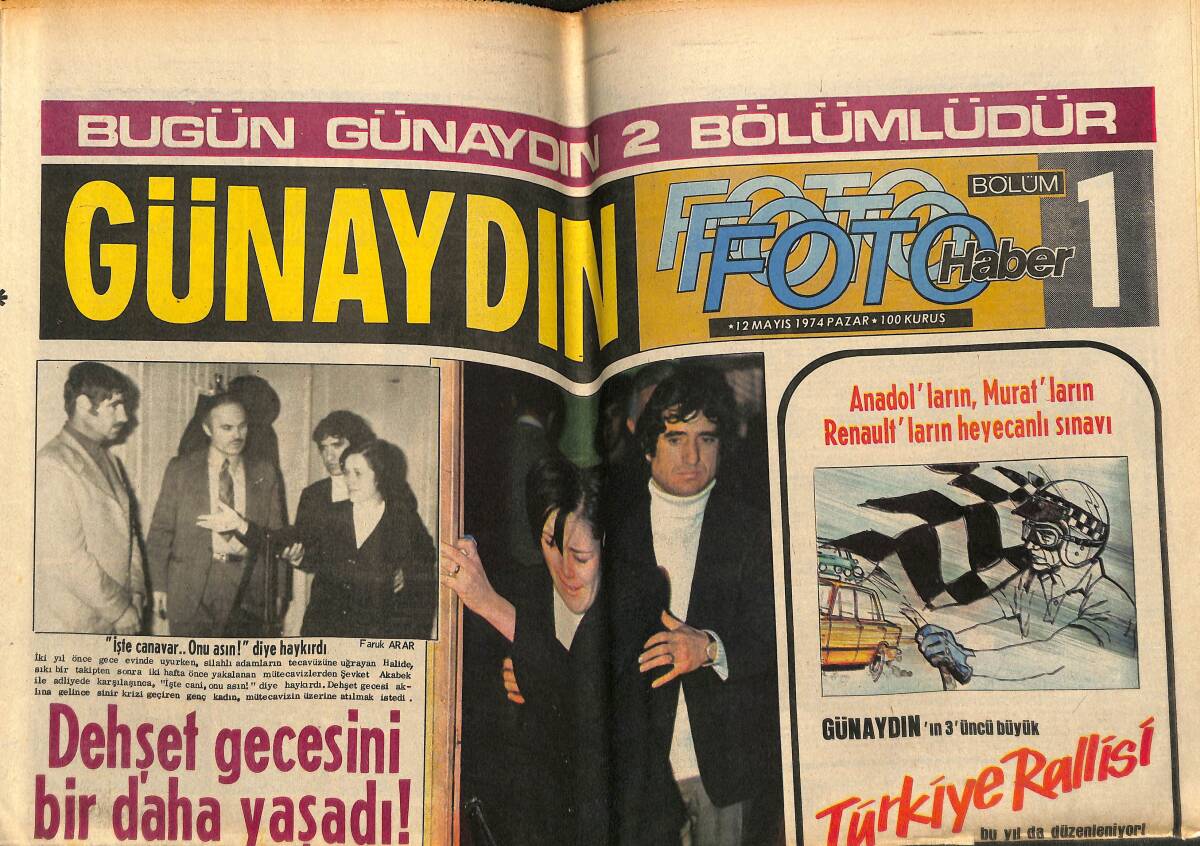 Günaydın Gazetesi 12 Mayıs 1974 - Türkan Şoray Kıbrıs'ta Yılın Sanatçısı Ödülünü Aldı GZ148725 - 1