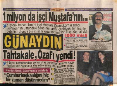 Günaydın Gazetesi 12 Şubat 1988 - Tahtakale Özalı Yendi GZ64191 - 1