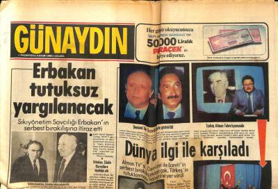 Günaydın Gazetesi 13 Ekim 1980 - Erbakan Tutuksuz Yargılanacak GZ58208 - 1