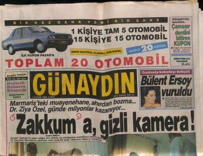 Günaydın Gazetesi 13 Ekim 1989 - Bülent Ersoy Vuruldu GZ83354 - 1