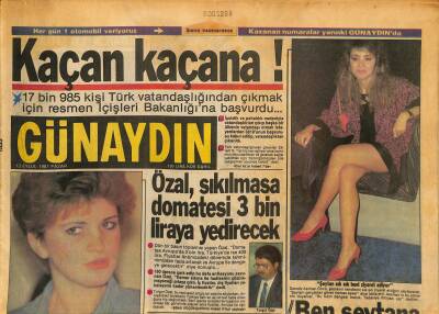 Günaydın Gazetesi 13 Eylül 1987 - Özal , Sıkılmasa Domatesi 3 Bin Liraya Yedirecek - Johnny Logan Burçini Aldatıyor GZ126051 - 1