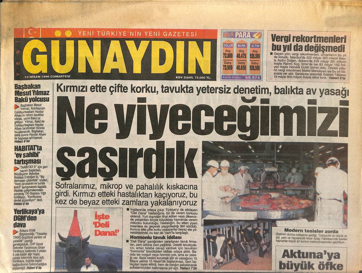 Günaydın Gazetesi 13 Nisan 1996 - Ağansoy Gözaltına Alındı - Aktuna'ya Büyük Öfke GZ147737 - 1