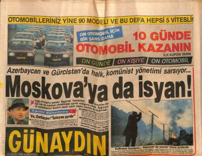 Günaydın Gazetesi 13 Ocak 1990 - Turist Kıza da Ayasofya İmzası ! GZ72145 - 1