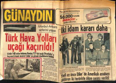 Günaydın Gazetesi 14 Ekim 1980 - Türk Hava Yolları Uçağı Kaçırıldı GZ58210 - 1