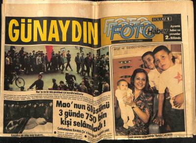 Günaydın Gazetesi 14 Eylül 1976 - Maonun Ölüsünü 10 Günde 750 Bin Kişi Selamladı GZ58310 - 1