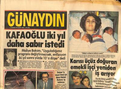 Günaydın Gazetesi 14 Kasım 1982 - Karısı Üçüz Doğuran Emekli Mümtaz Tekin Gün Yeniden İş Arıyor GZ89483 - 1