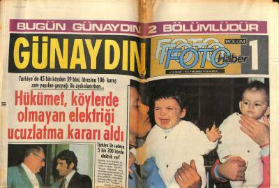 Günaydın Gazetesi 14 Mart 1974 - Hükümet Köylerde Olmayan Elektriği Ucuzlatma Kararı Aldı GZ58076 - 1