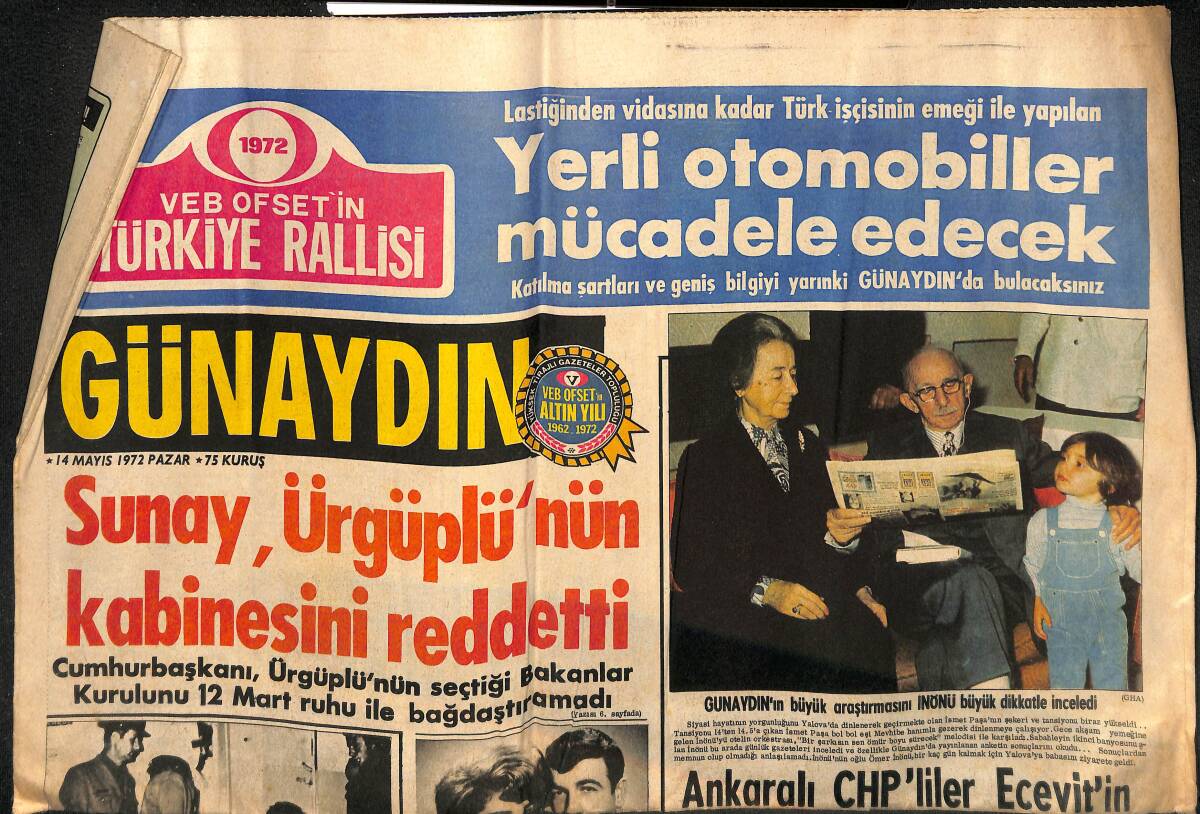 Günaydın Gazetesi 14 Mayıs 1972 - Mine Mutlu , Bu Yaz Genç Kız Olacak - CHP Yeni Liderini Bugün Seçiyor GZ134549 - 1