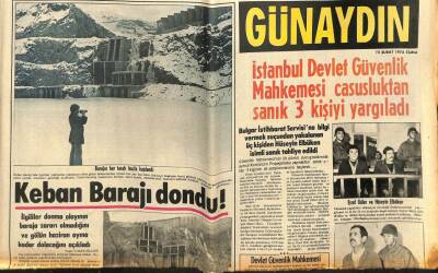 Günaydın Gazetesi 15 Şubat 1974 - Keban Barajı Dondu GZ58242 - 1