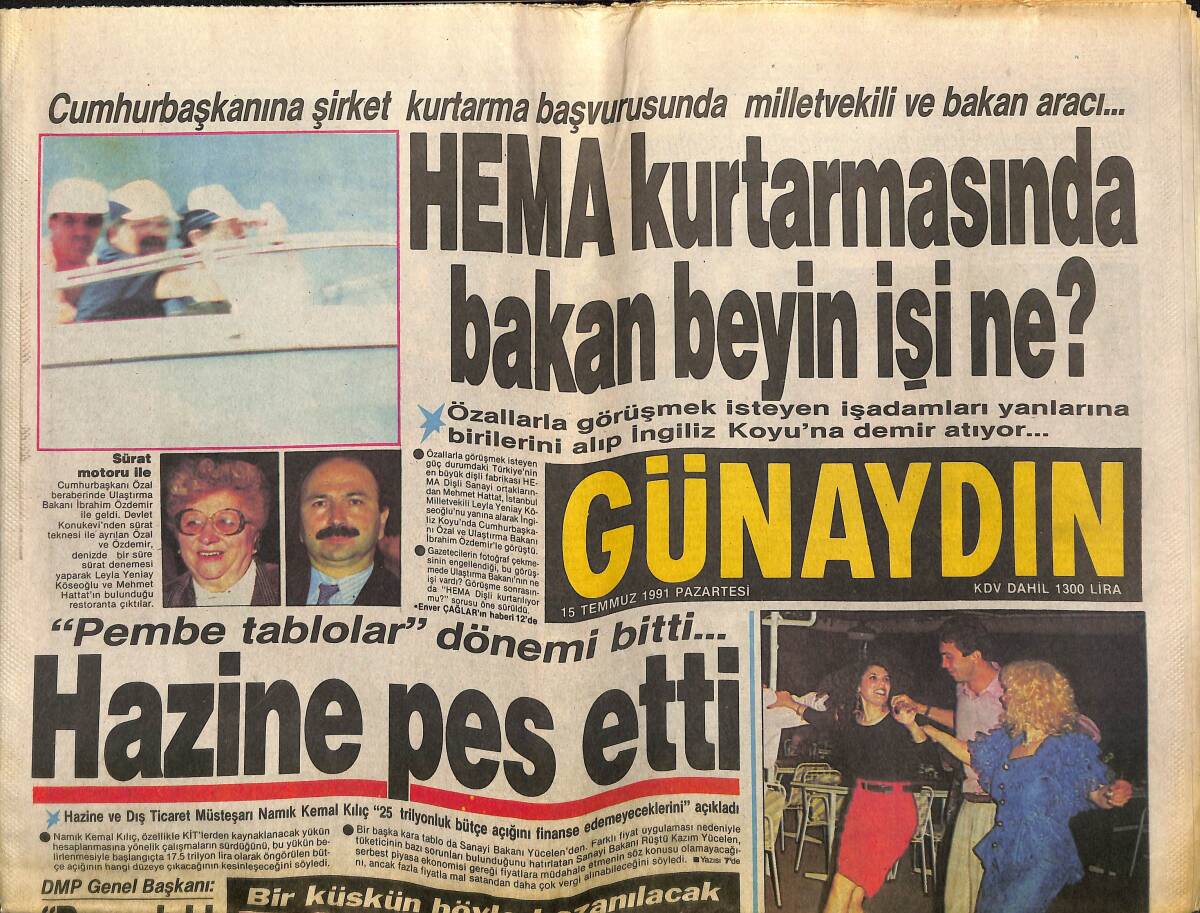 Günaydın Gazetesi 15 Temmuz 1991 - Hülya Avşar'lı Bir Hafta - Hülya Koçyiğit İntikam Peşinde GZ150449 - 1