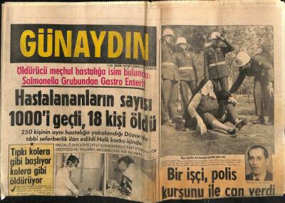 Günaydın Gazetesi 16 Ekim 1970 - Öldürücü Salgına İsim Bulundu,Gastro Enterit. Hastalananların Sayısı 1000i Geçti GZ58276 - 1