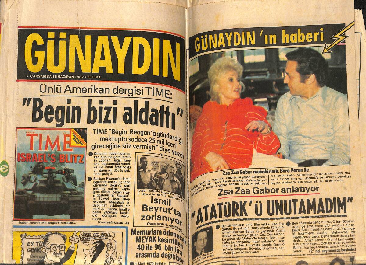 Günaydın Gazetesi 16 Haziran 1982 - Libya Lideri Kaddafi Türkiye'ye Geliyor - İspanyollar İngilizler'in Otobüslerini Yaktı! GZ146510 - 1