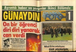 Günaydın Gazetesi 16 Şubat 1975 - On Bir Öğrenci Yanarak Can Verdi GZ64206 - 1