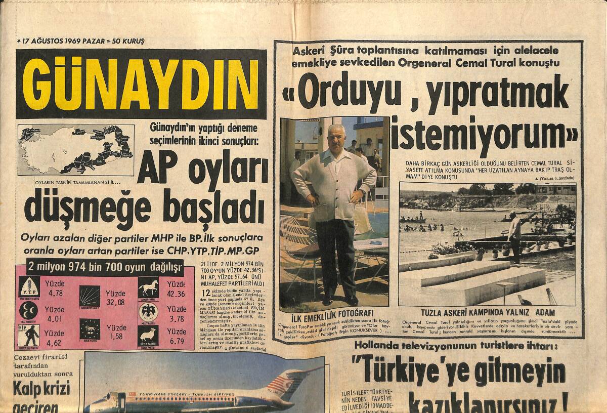 Günaydın Gazetesi 17 Ağustos 1969 - İngiliz Hükümetinin Devrilmesine Sebep Olan İki Kiralık Kızdan Mandy, İsrail'de Zengin Oldu GZ152126 - 1