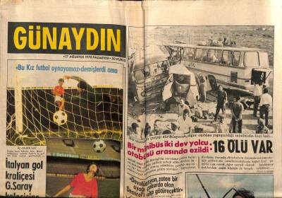 Günaydın Gazetesi 17 Ağustos 1970 - İtalyan Gol Kraliçesi Galatasaray Kalecisine 3 Gol Attı GZ55864 - 1