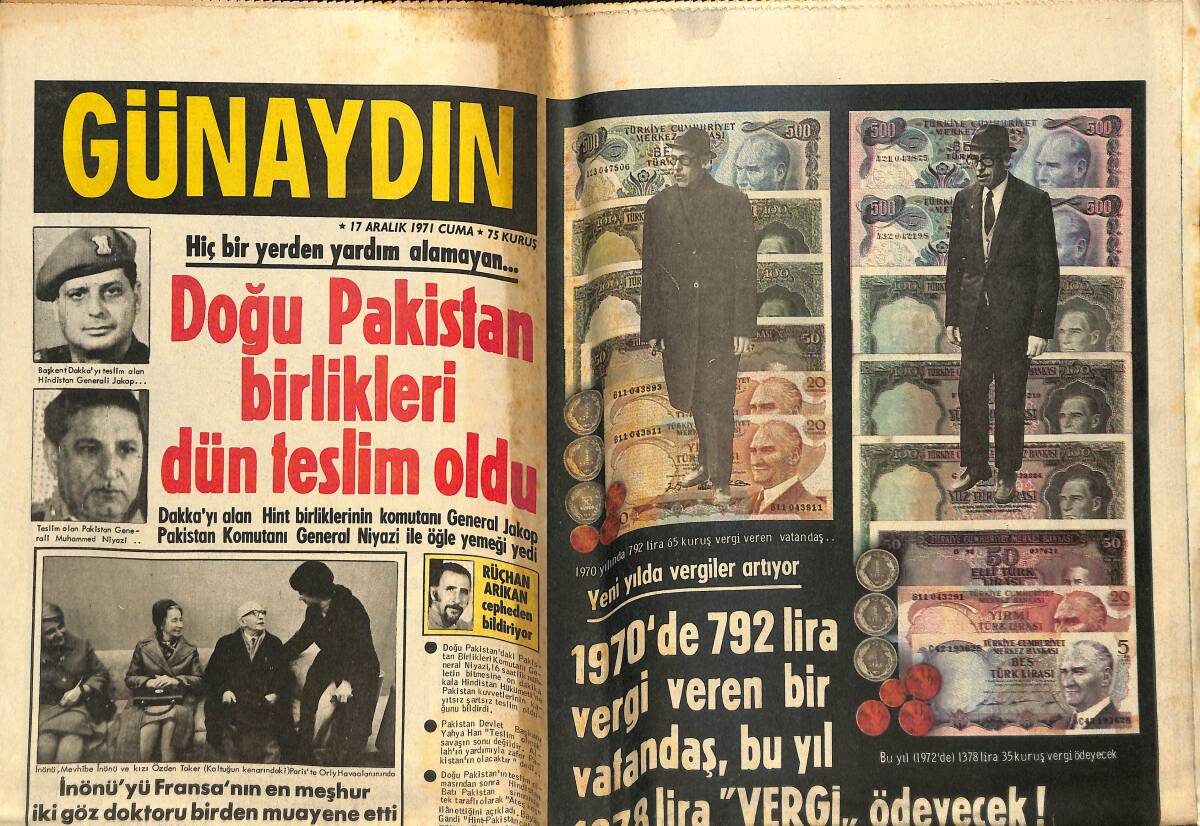Günaydın Gazetesi 17 Aralık 1971 - Ağır Suç Masası Şefi, Cüneyt Arkın'a Nasihat Verdi - İnge Wissinger İntihar Etti GZ146438 - 1
