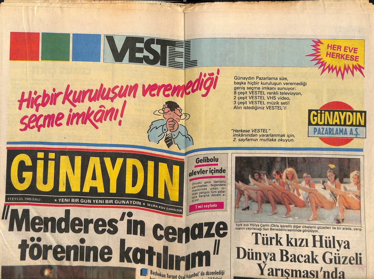 Günaydın Gazetesi 17 Eylül 1985 - Tıp Kongresinde El Yıkamayı Tartışılar - Türk Kızı Hülya Dünya Bacak Güzeli Yarışmasında GZ152140 - 1