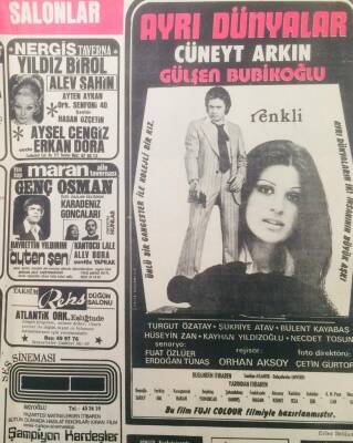Günaydın Gazetesi 17 Mart 1974 - Erler Film SunarAyrı DünyalarCüneyt Arkın Gülşen Bubikoğlu GZ58074 - 1