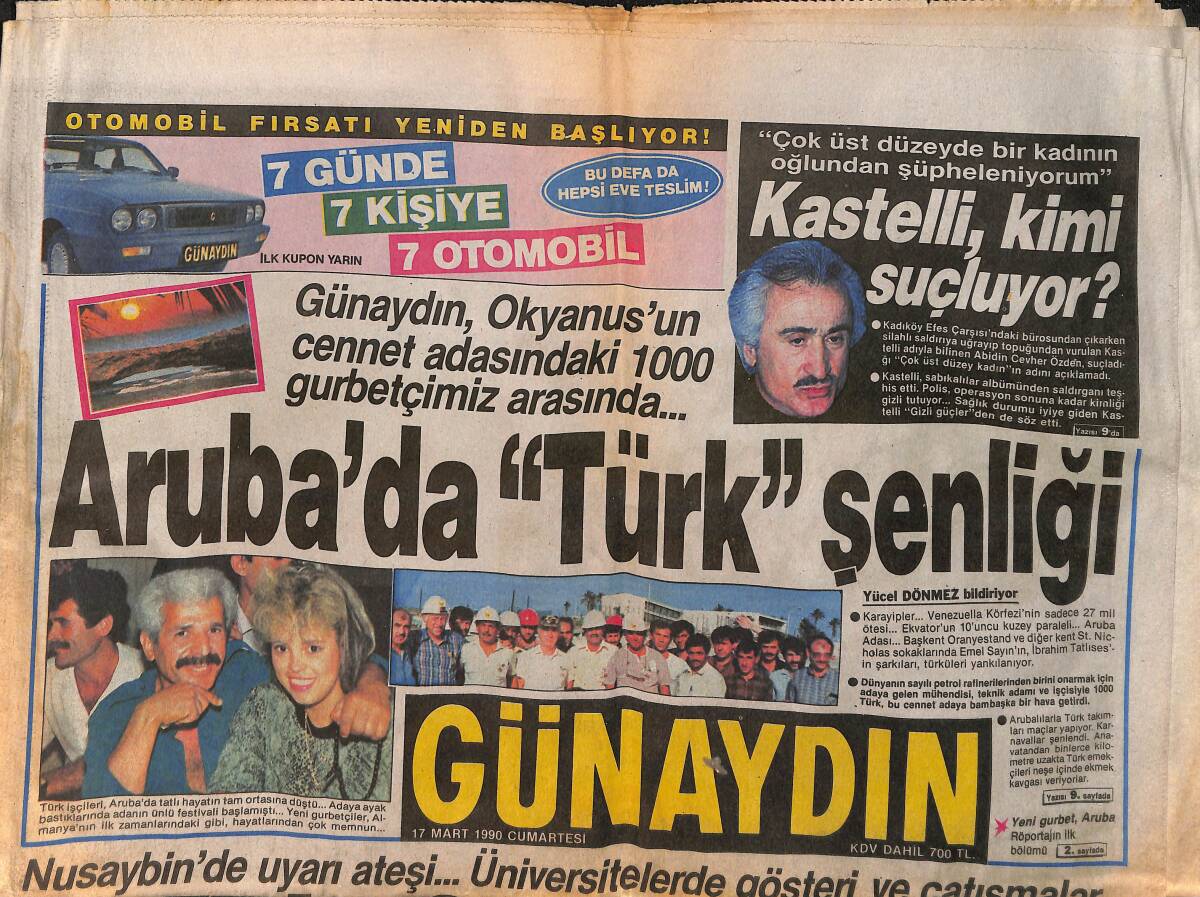 Günaydın Gazetesi 17 Mart 1990 - Kastelli , Kimi Suçluyor ? - ANAP'ta Yeni Grup - Sezen Aksu'dan Şinanay GZ152909 - 1