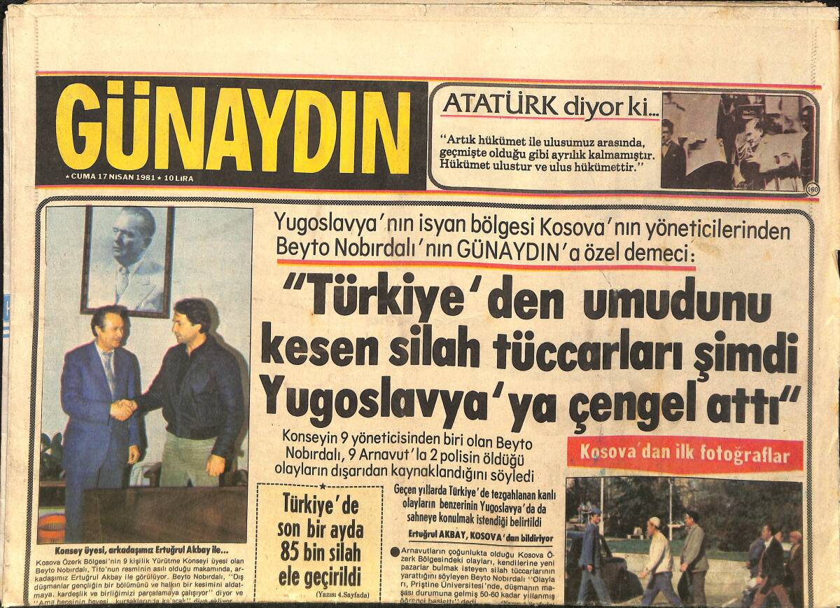 Günaydın Gazetesi 17 Nisan 1981 - Nezih Dural Koç'tan Çok Vergi Ödedi - Bülent Ersoy 10 Gün Sonra İkinci Bir Ameliyat Olacak GZ3797 - 1