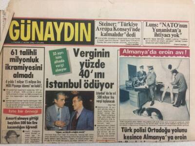 Günaydın Gazetesi 17 Ocak 1982 - Verginin Yüzde 40ını İstanbul Ödüyor GZ35905 - 1